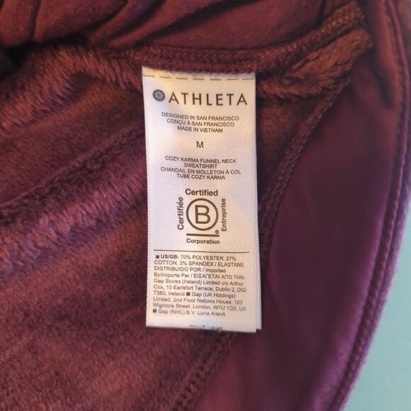 Athleta Cozy Karma Funnel Neck Sweatshirt Womens Medium Spiced Cabernet - Picture 8 of 9